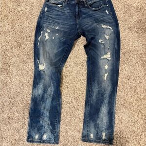 Chelsea & Violet Women's Blue Distressed Straight Leg Jeans